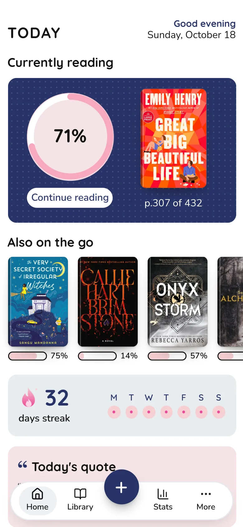 Readezvous Blue theme Home screen