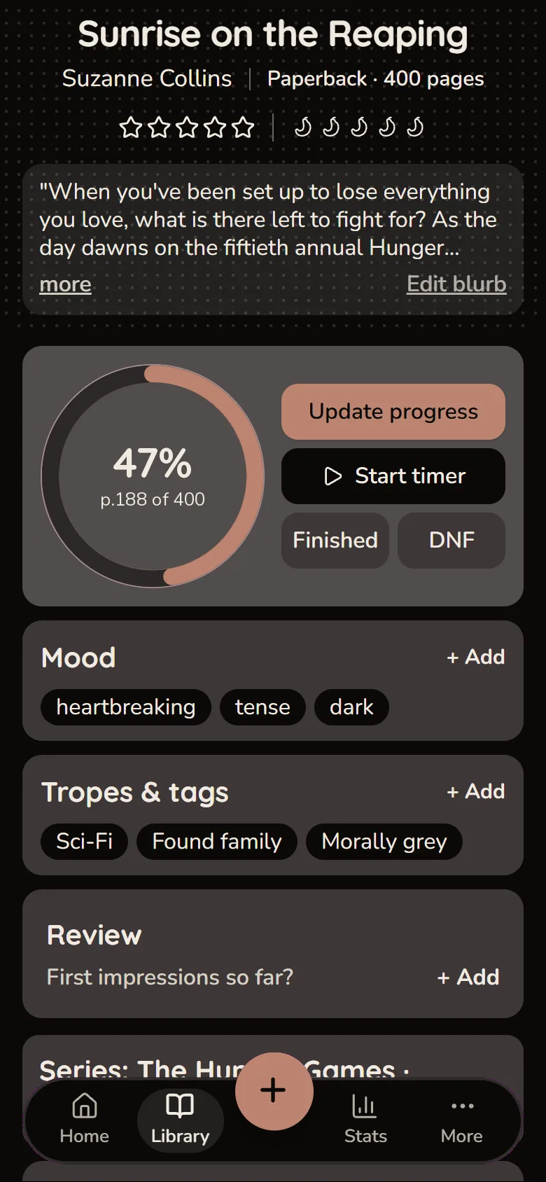 Readezvous Mood and tropes screen