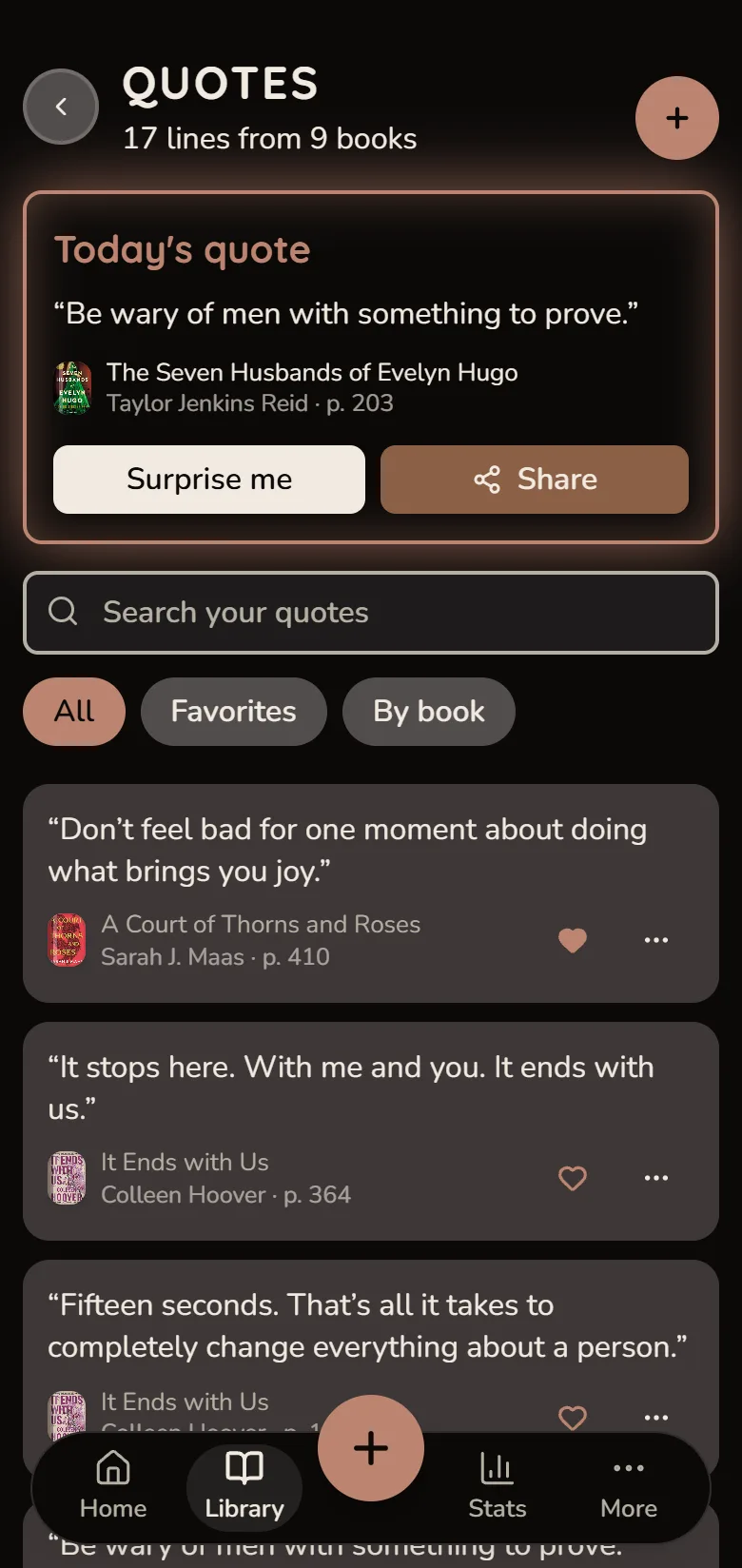 Readezvous Quotes screen